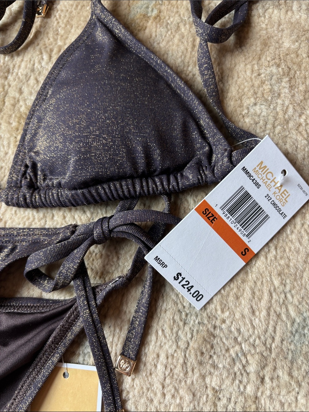 Michael Kors Shimmery Chocolate Brown Tie Bikini - Picture 2 of 4